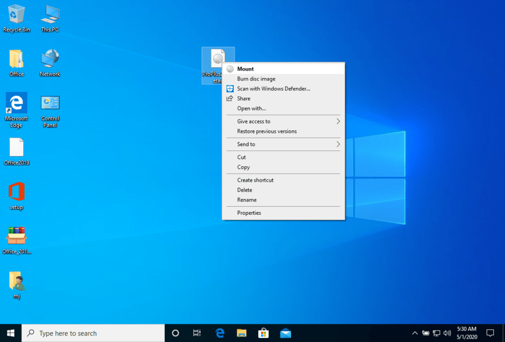 Microsoft Office 2021 Home & Business (Windows) install step 2: Mount the ISO