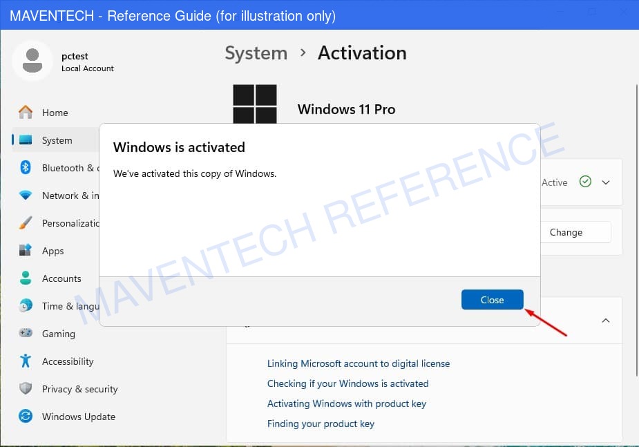 Windows 10 Pro install step 6: Windows is activated