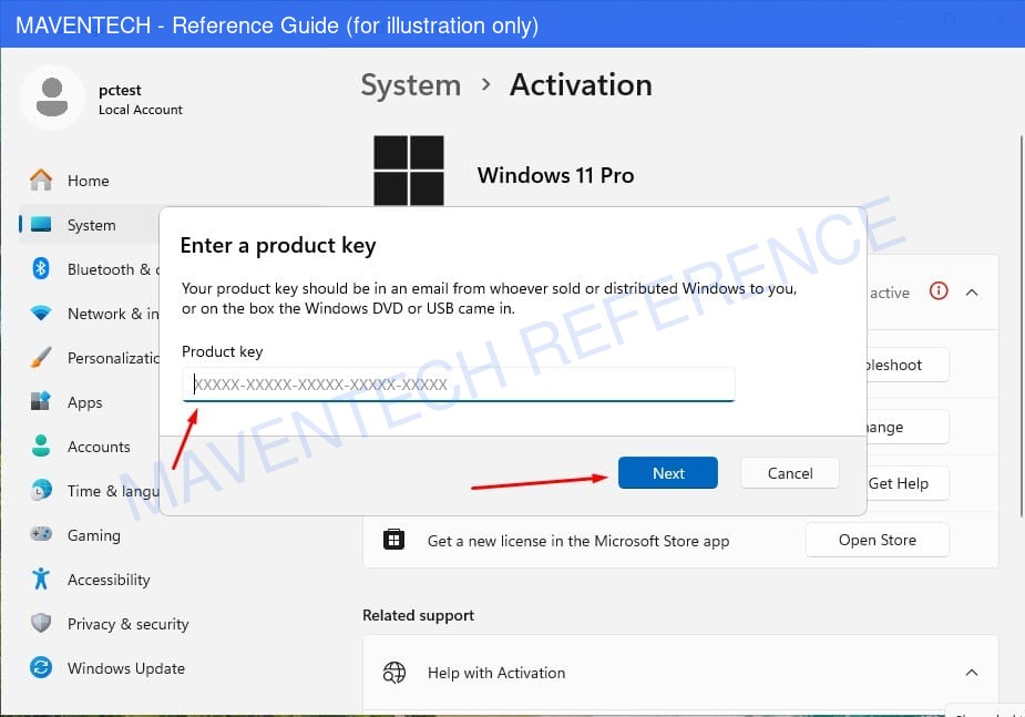 Windows 10 Pro install step 5: Enter your 25-character key