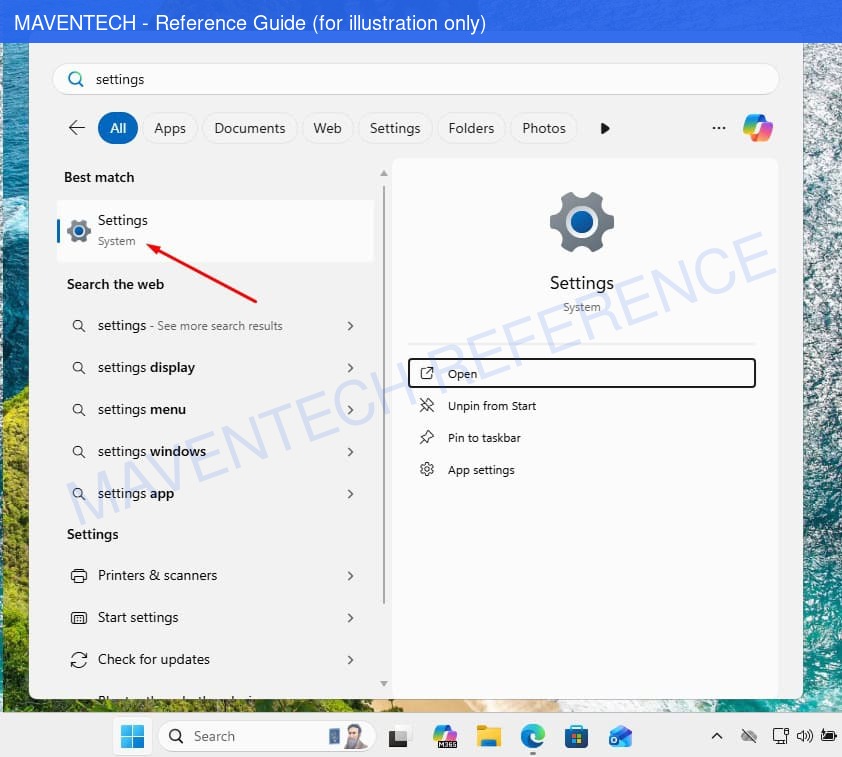 Windows 10 Pro install step 3: Open Settings → Activation